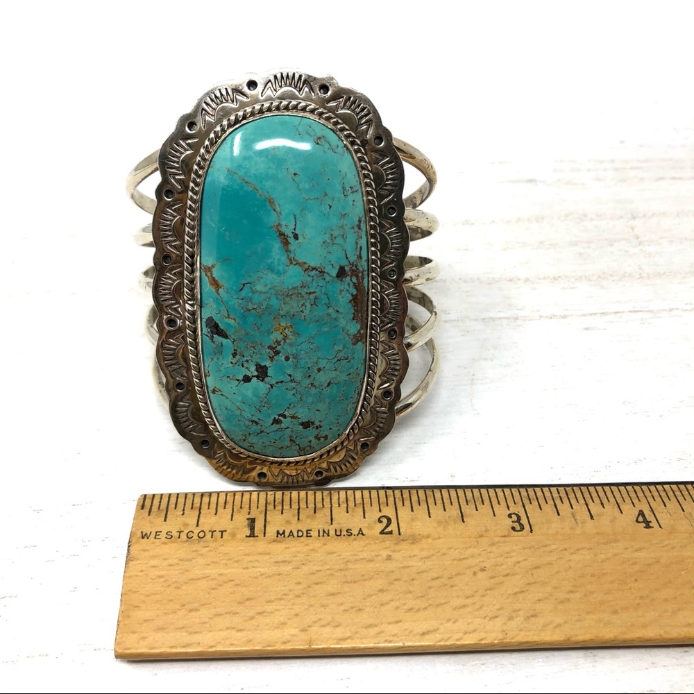 NAVAJO turquoise Sterling silver cuff, 112.7g - Picture 13 of 17